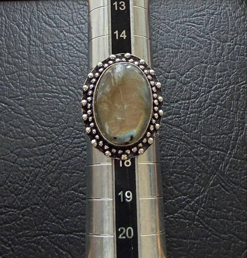 アッシュペーフランス ヴィンテージ シルバー925 ラブラドライトリング 16号