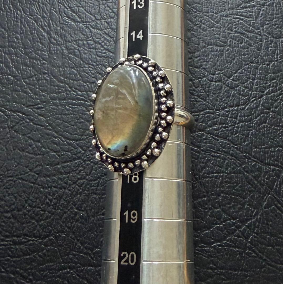 アッシュペーフランス ヴィンテージ シルバー925 ラブラドライトリング 16号