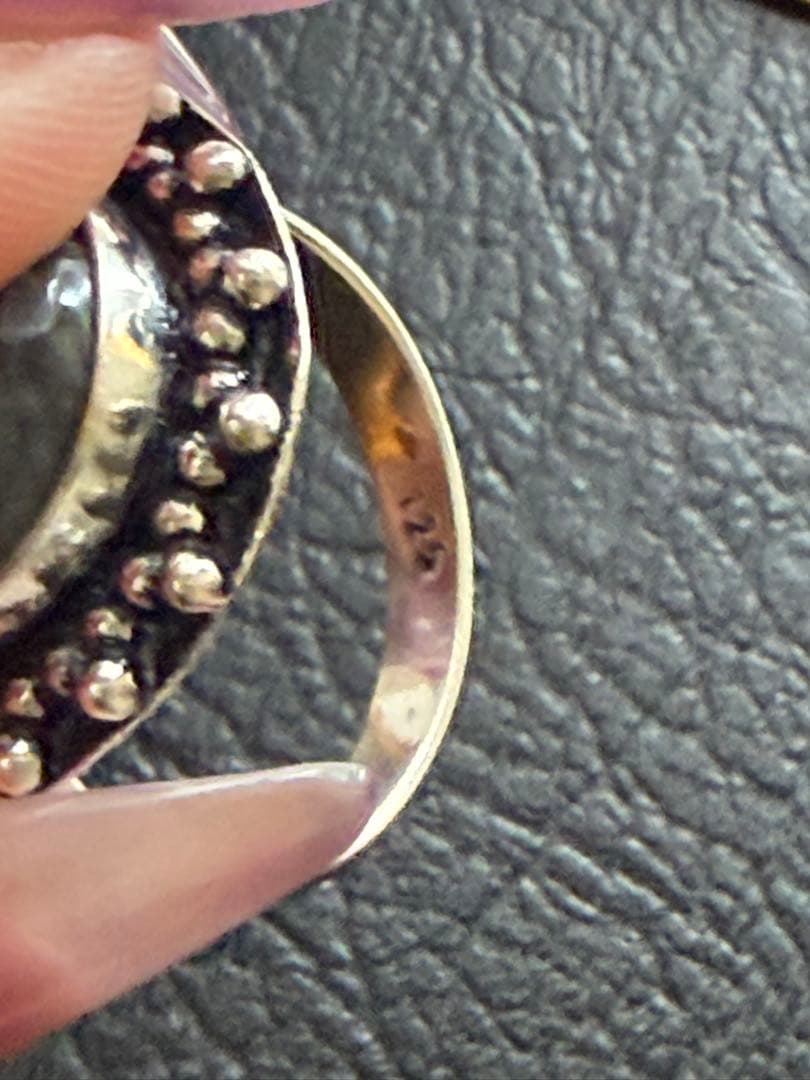 アッシュペーフランス ヴィンテージ シルバー925 ラブラドライトリング 16号