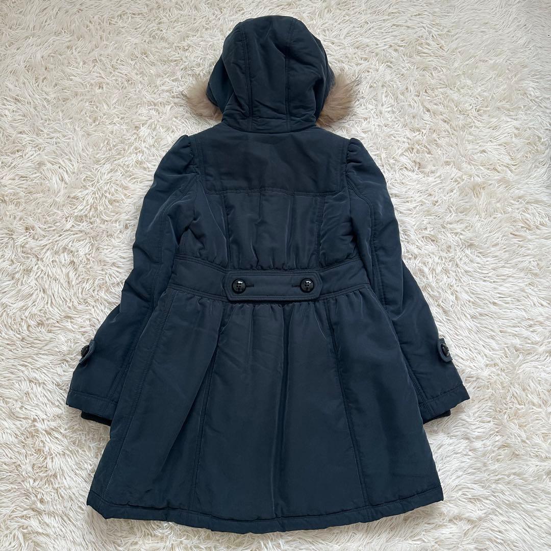 バーバリー 2way ラクーンファー　ノバチェック　中綿ダッフルコート 紺 M