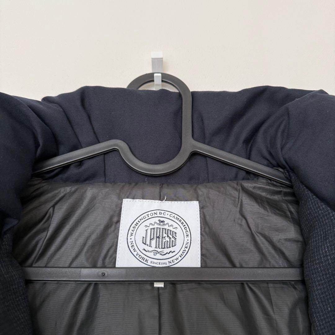 美品 J.PRESS 千鳥 グレンチェック ロング ダウン コート 11