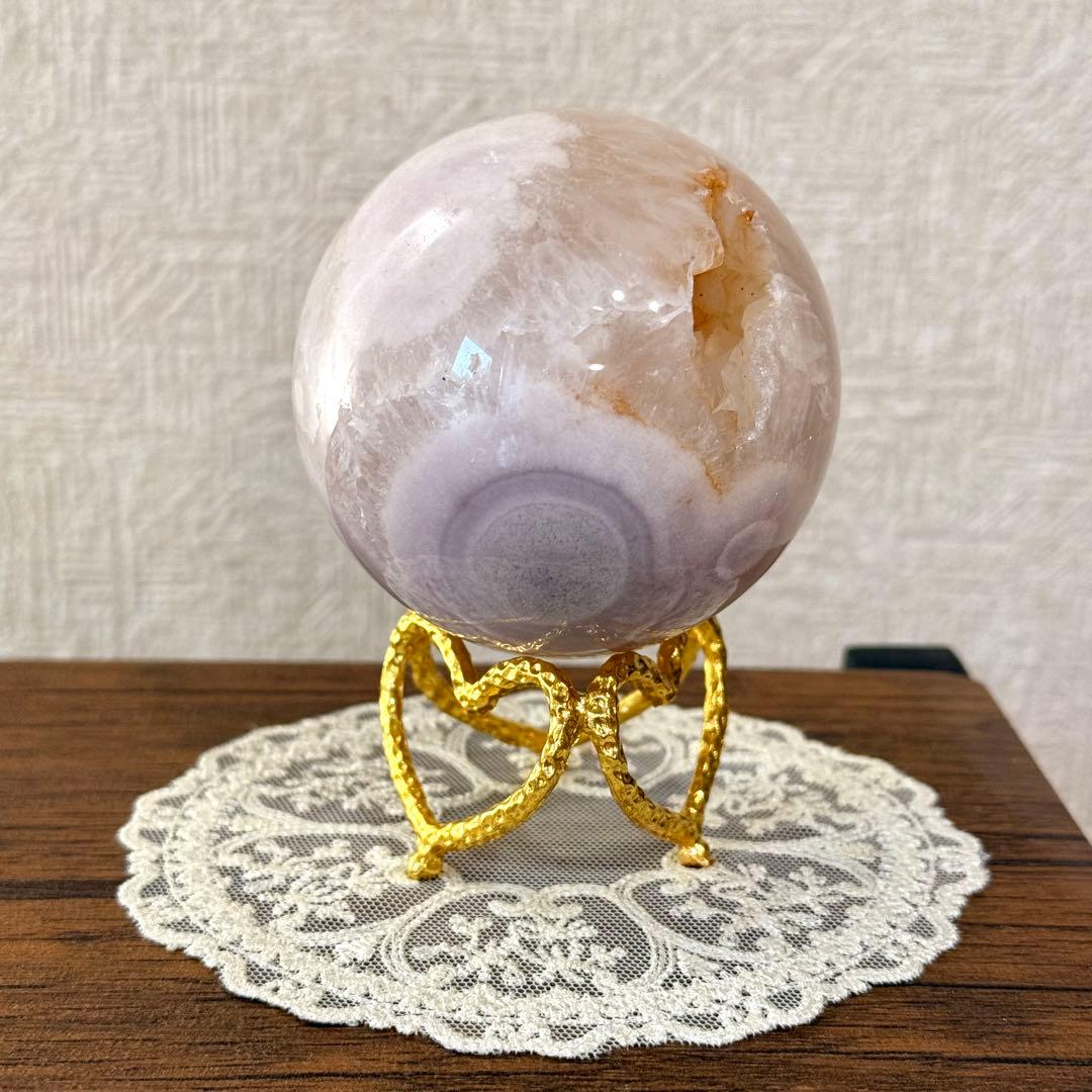 ピンクアメジストフラワーアゲート　スフィア　7cm ブラジル産　天然石