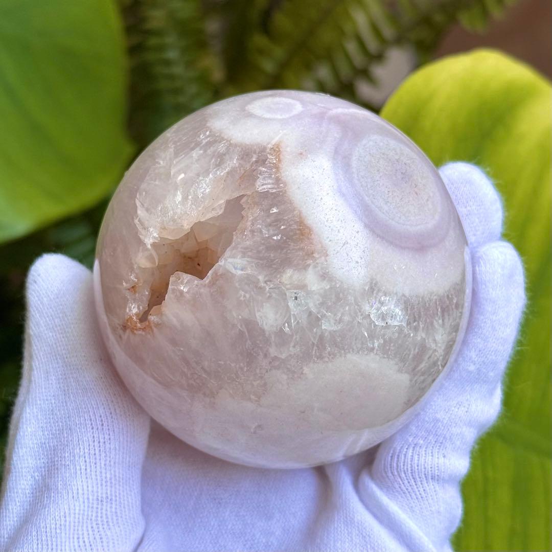 ピンクアメジストフラワーアゲート　スフィア　7cm ブラジル産　天然石