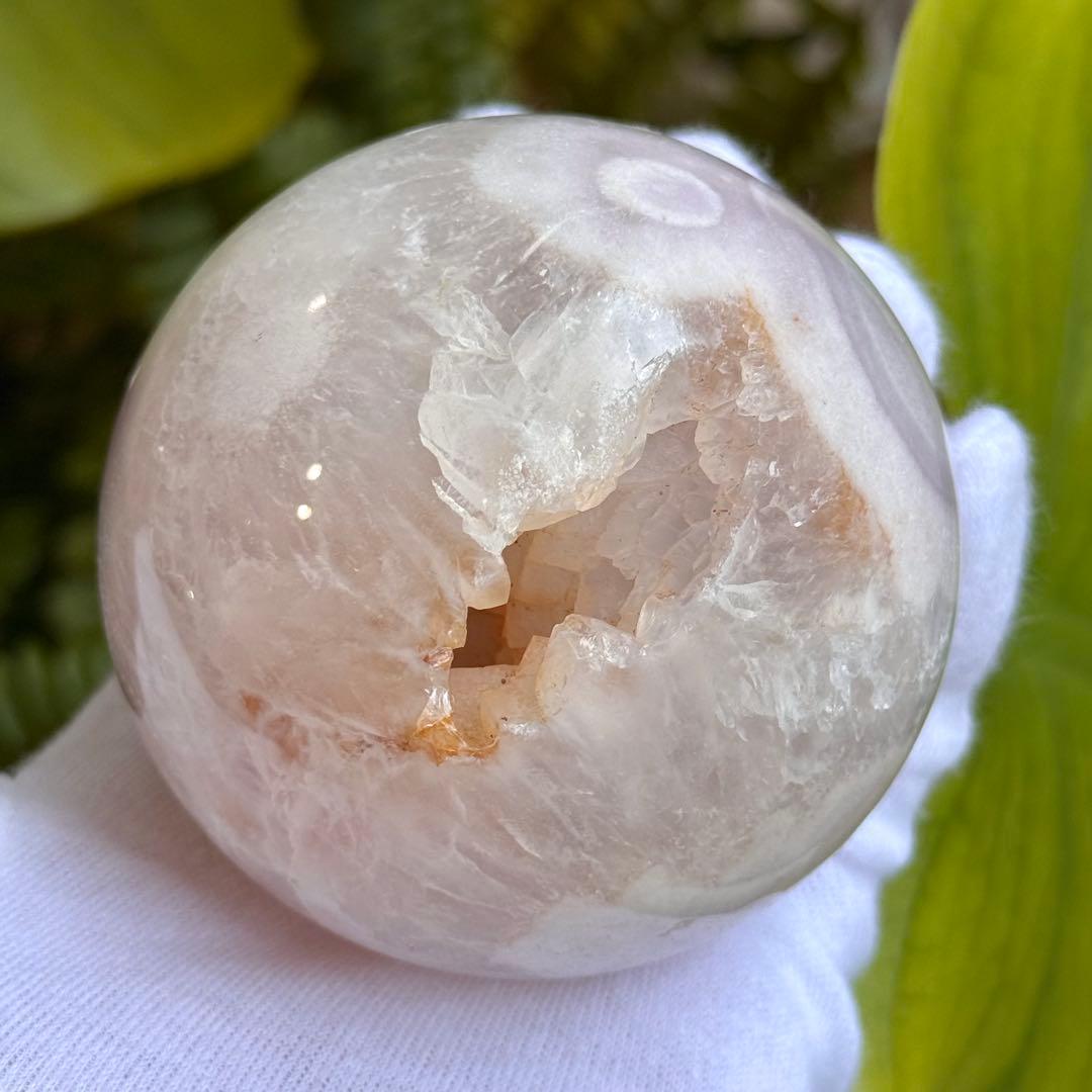 ピンクアメジストフラワーアゲート　スフィア　7cm ブラジル産　天然石