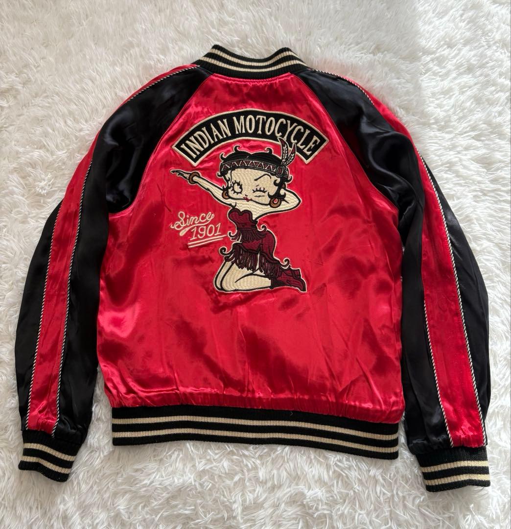 希少BETTYBOOP×INDIANリバーシブルスカジャンS