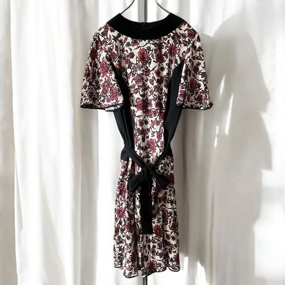 LOUIS VUITTON ブラックフローラルワンピースドレス M
