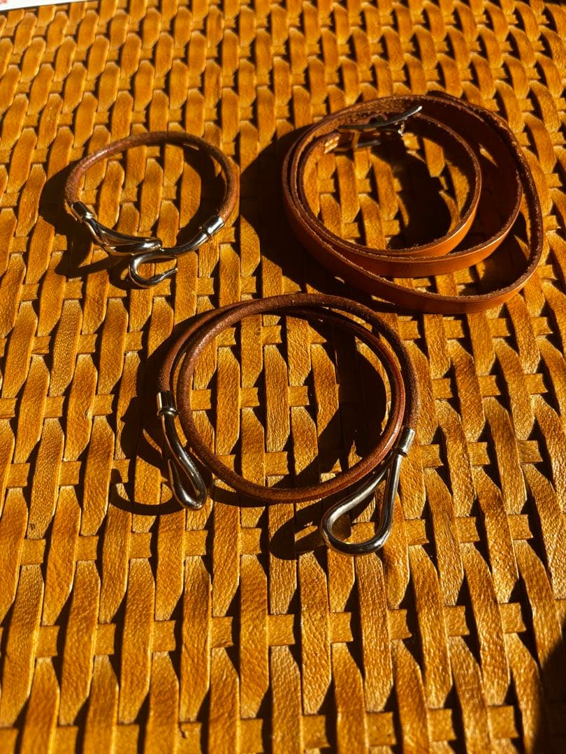 エルメス　レザーブレスレット3点セット　バングル　本革　レディース