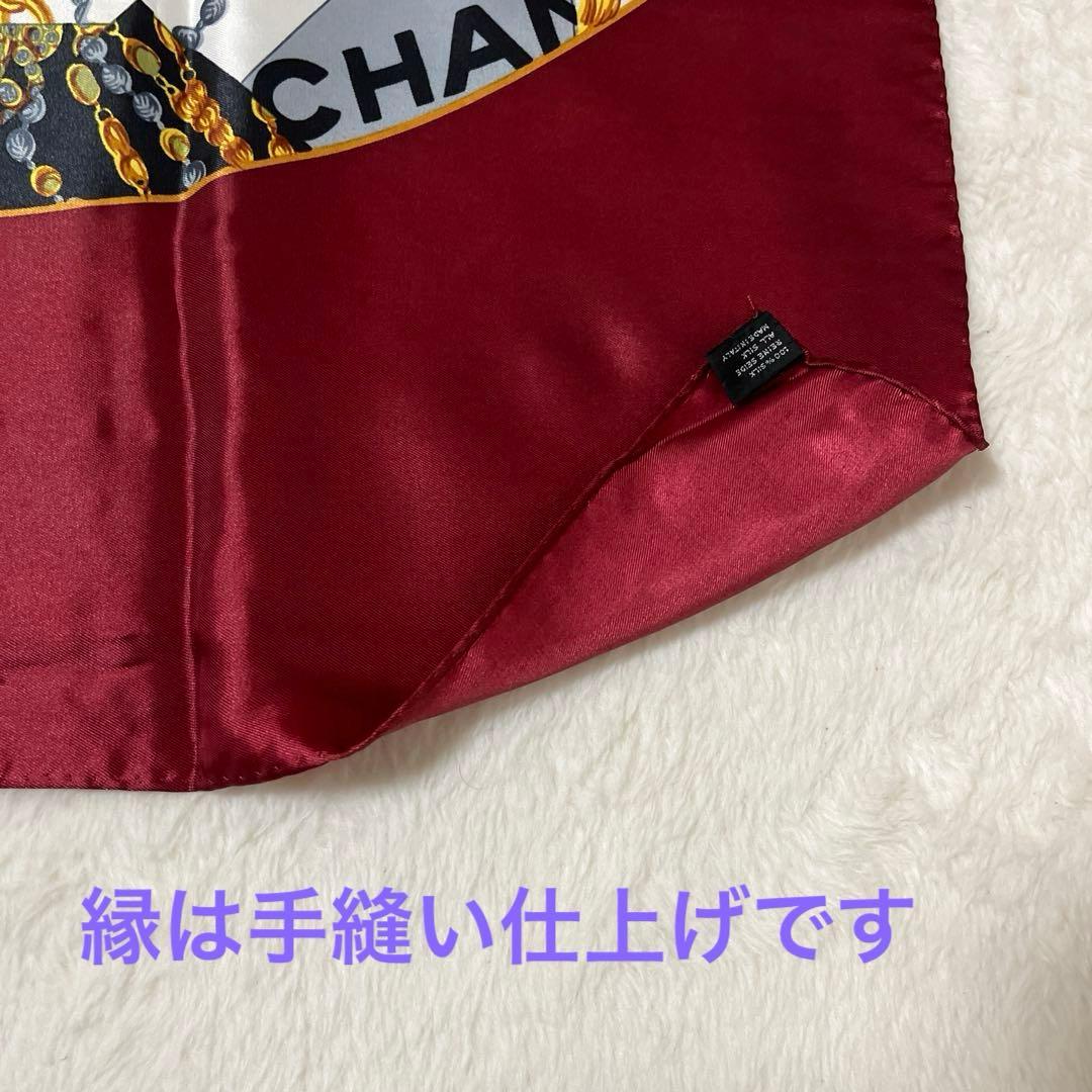 極美品　シャネル　CCロゴ ココマーク　スカーフ　シルク　赤　ヴィンテージ
