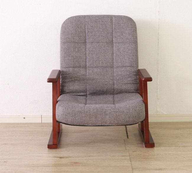 リクライニング木肘高座椅子 座面高４段階調整可能 チェア 座椅子（345）