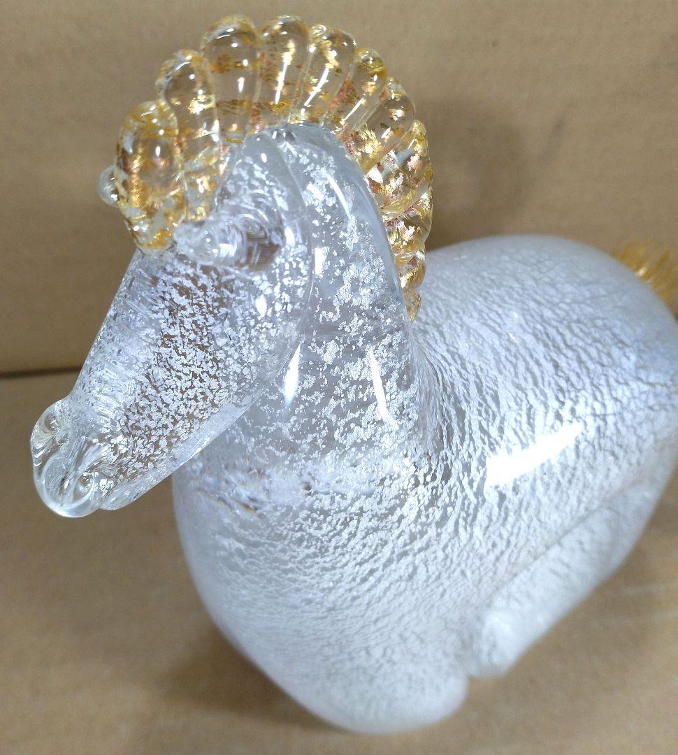 和光 WAKO 干支ガラス置物(馬,午）共箱 美品 金銀彩 クリスタルガラス 栞