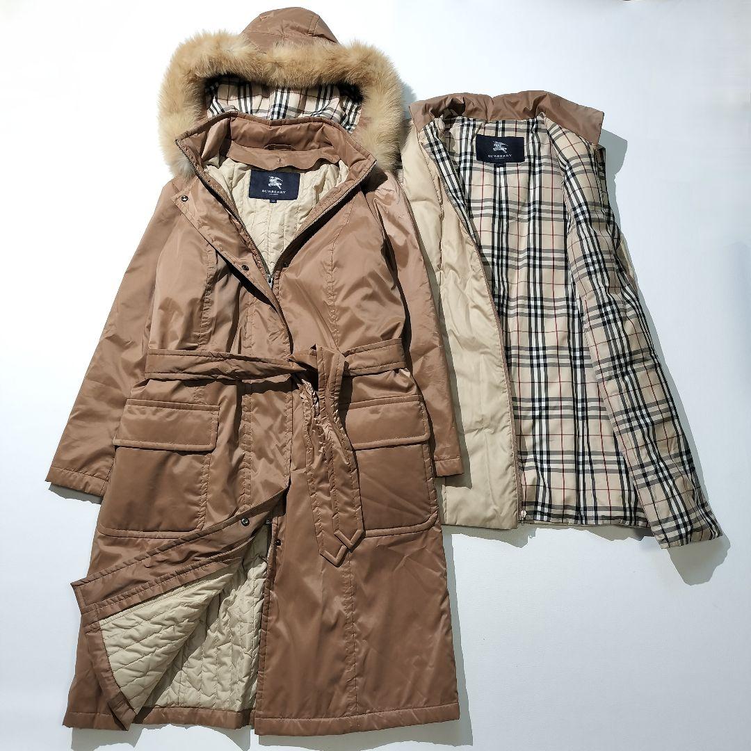 バーバリー ロンドン　ダウンライナー付き ロング コート フォックスファー　44