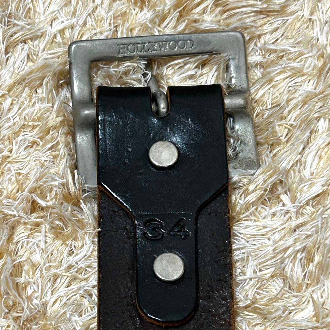 美品✨ HTC スタッズ 5連 ピラミッド ベルト レザー ブラック34