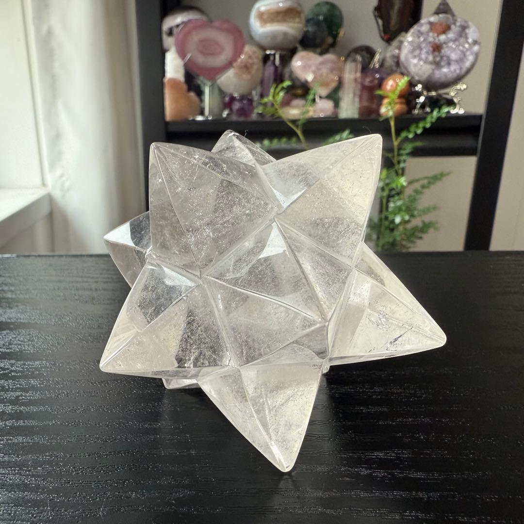 天然石水晶のアステロイド　マカバスター　置物　彫物NO.092601