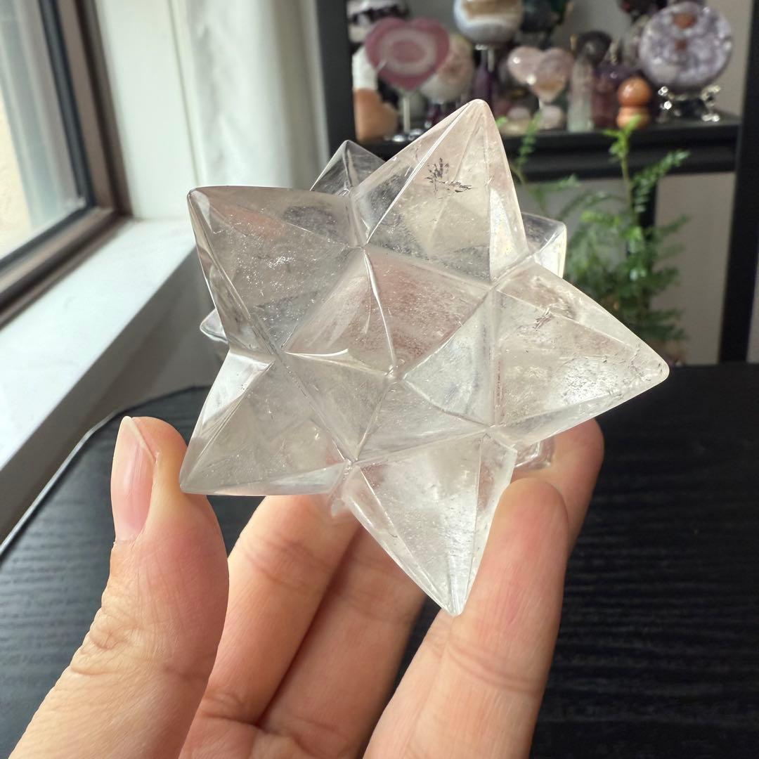 天然石水晶のアステロイド　マカバスター　置物　彫物NO.092601