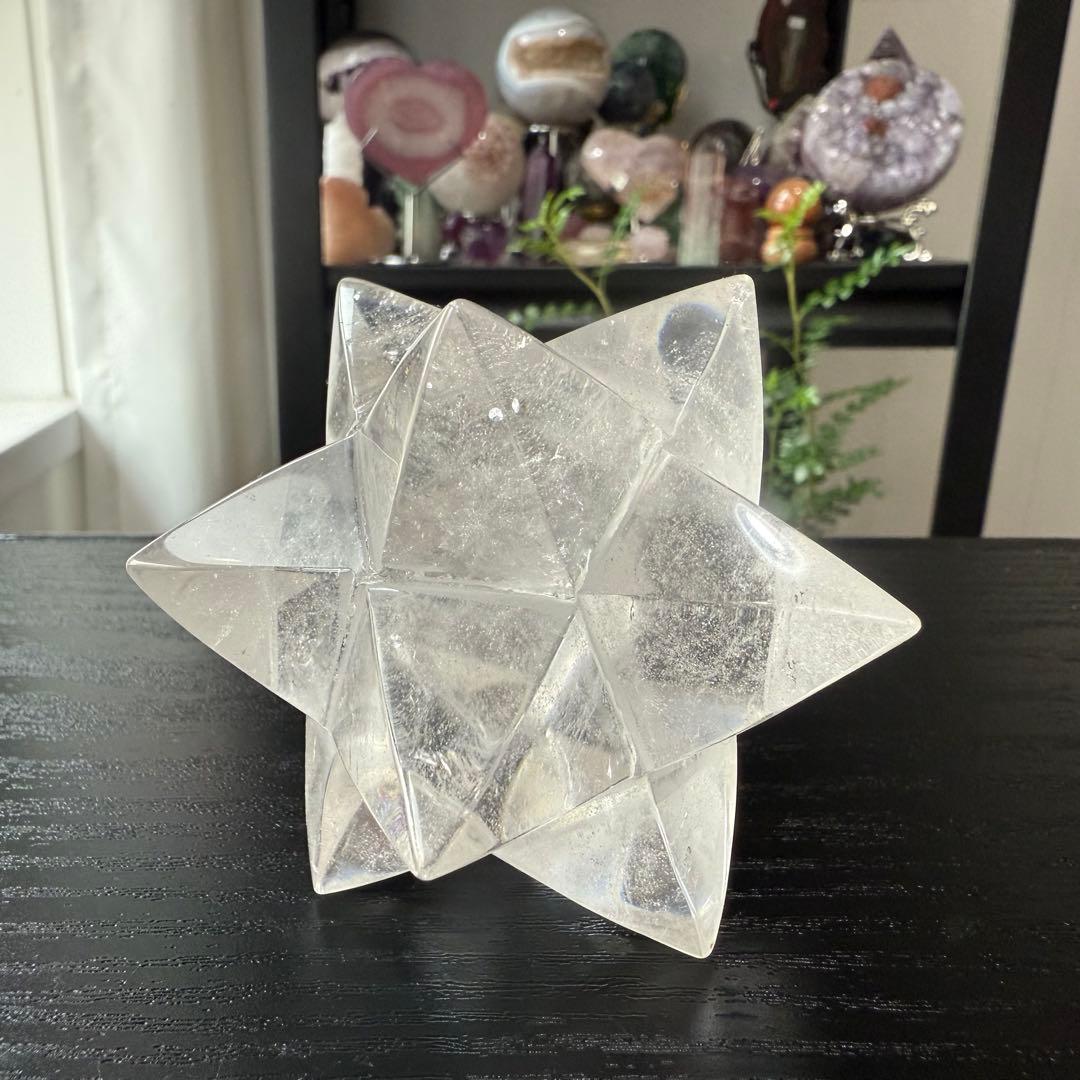 天然石水晶のアステロイド　マカバスター　置物　彫物NO.092601