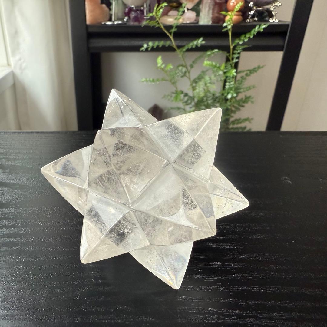 天然石水晶のアステロイド　マカバスター　置物　彫物NO.092601