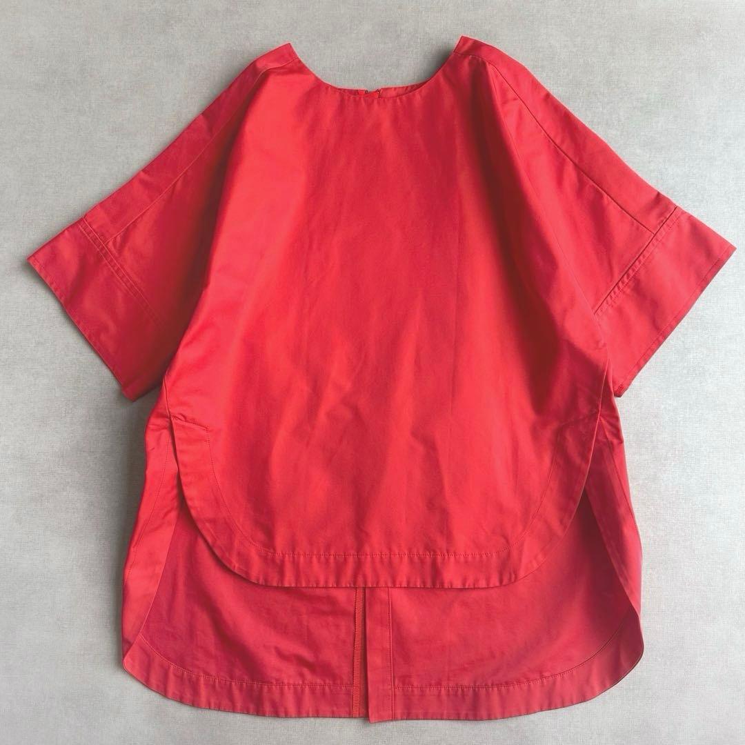 美品▲LE PHILルフィル//半袖ブラウス▲赤 レッドプルオーバー　ゆったり