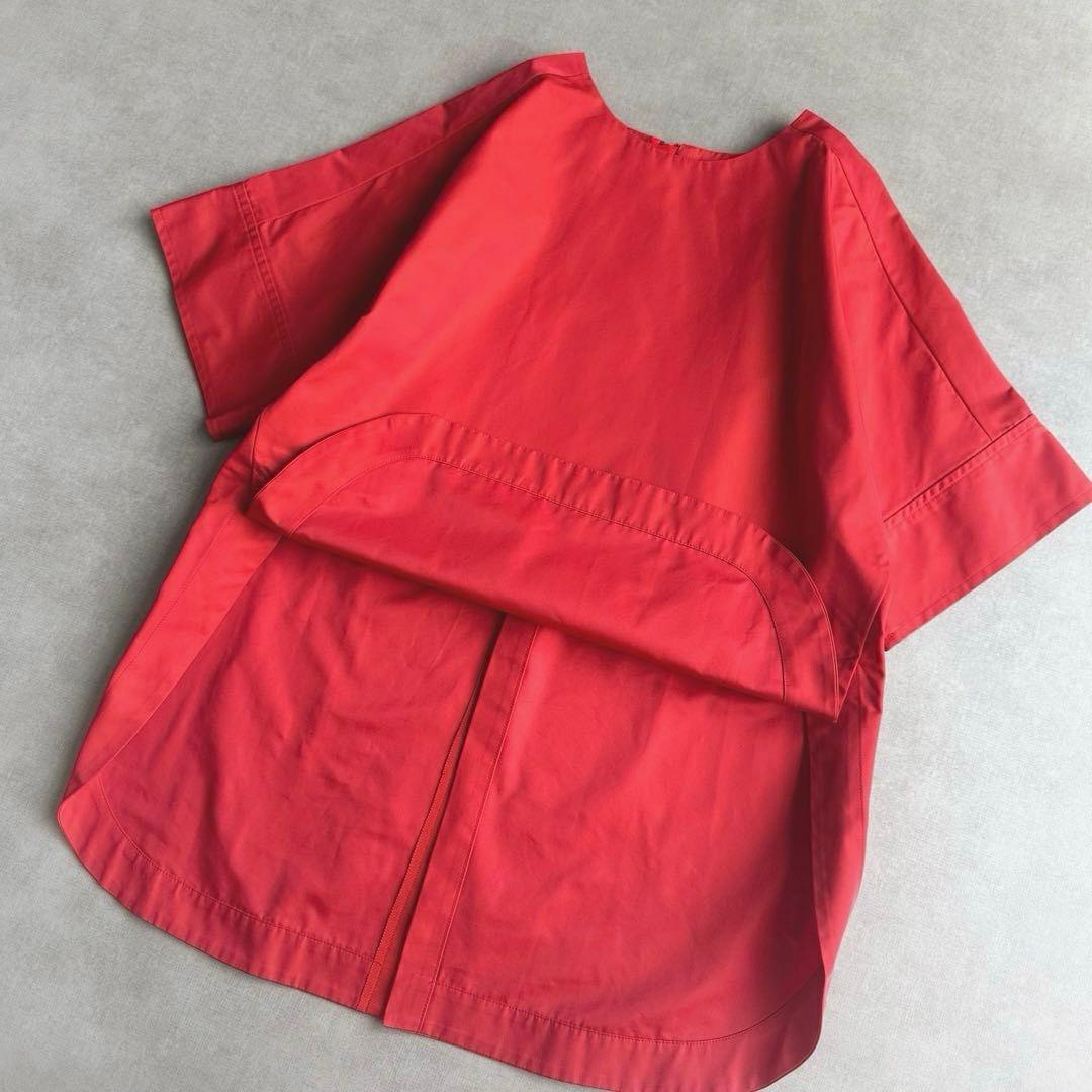 美品▲LE PHILルフィル//半袖ブラウス▲赤 レッドプルオーバー　ゆったり