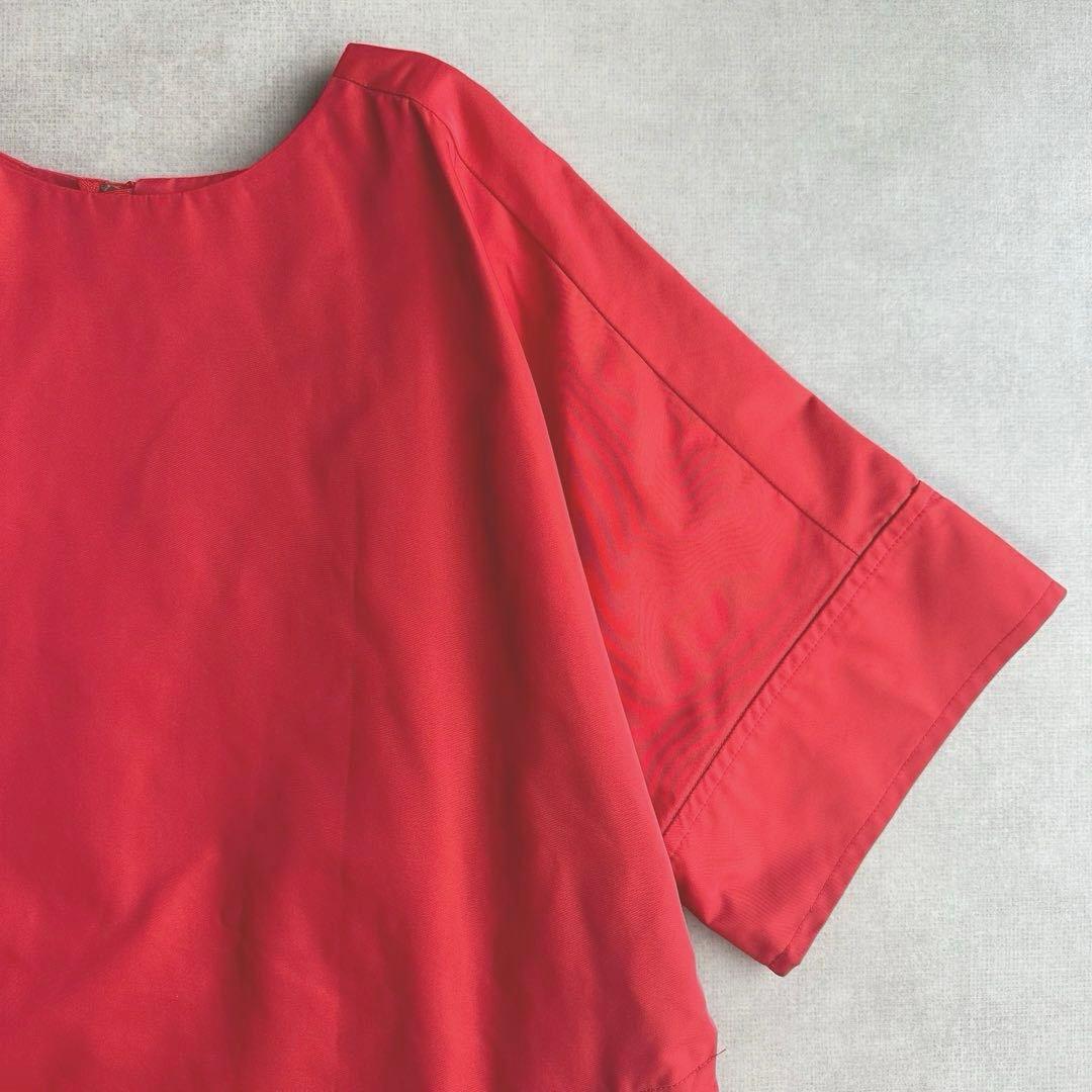 美品▲LE PHILルフィル//半袖ブラウス▲赤 レッドプルオーバー　ゆったり