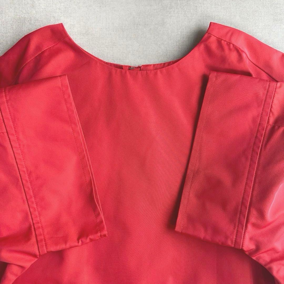 美品▲LE PHILルフィル//半袖ブラウス▲赤 レッドプルオーバー　ゆったり
