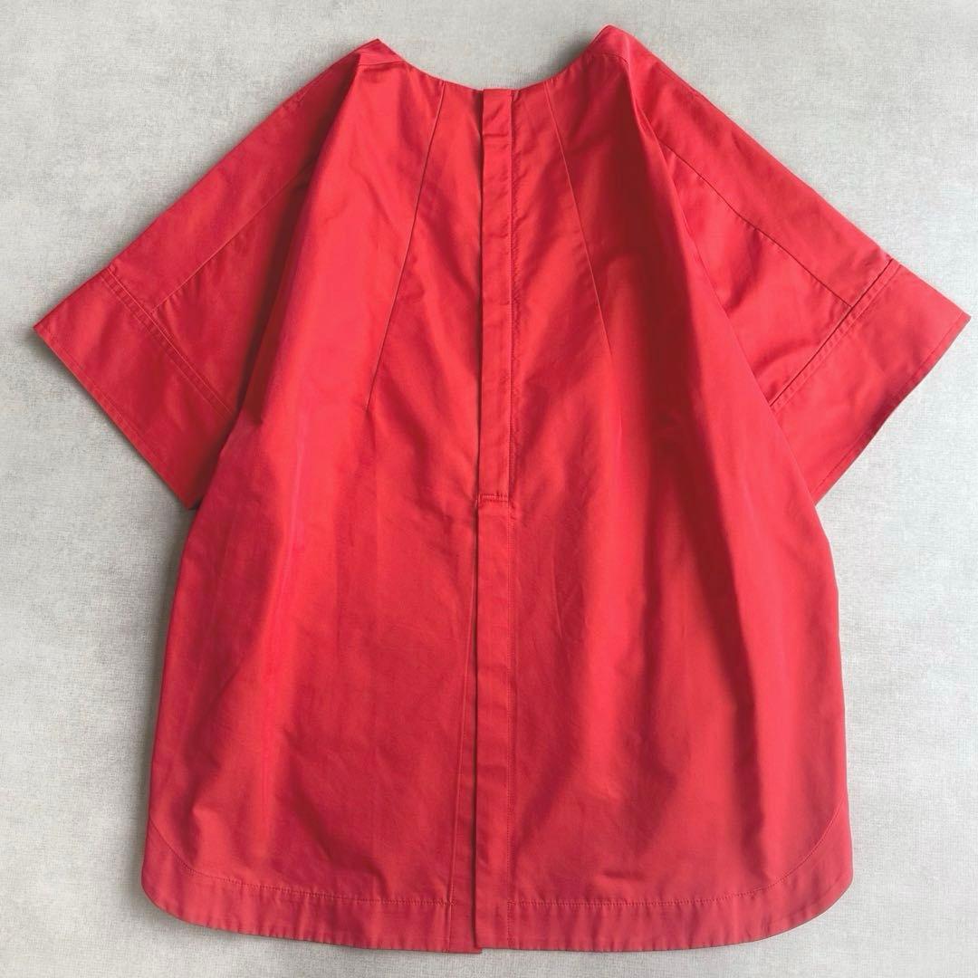 美品▲LE PHILルフィル//半袖ブラウス▲赤 レッドプルオーバー　ゆったり