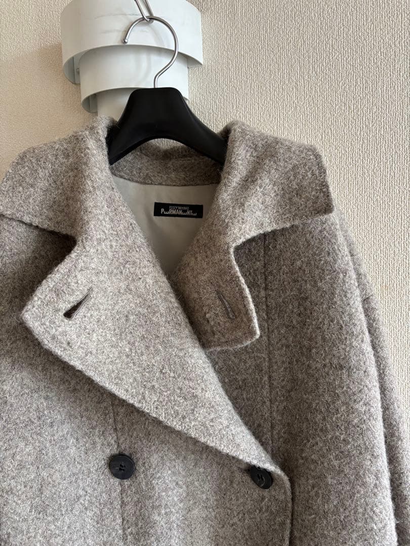 りんごISSEY MIYAKE PLURAL ダブルブレストコート グレー