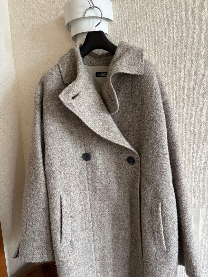 りんごISSEY MIYAKE PLURAL ダブルブレストコート グレー