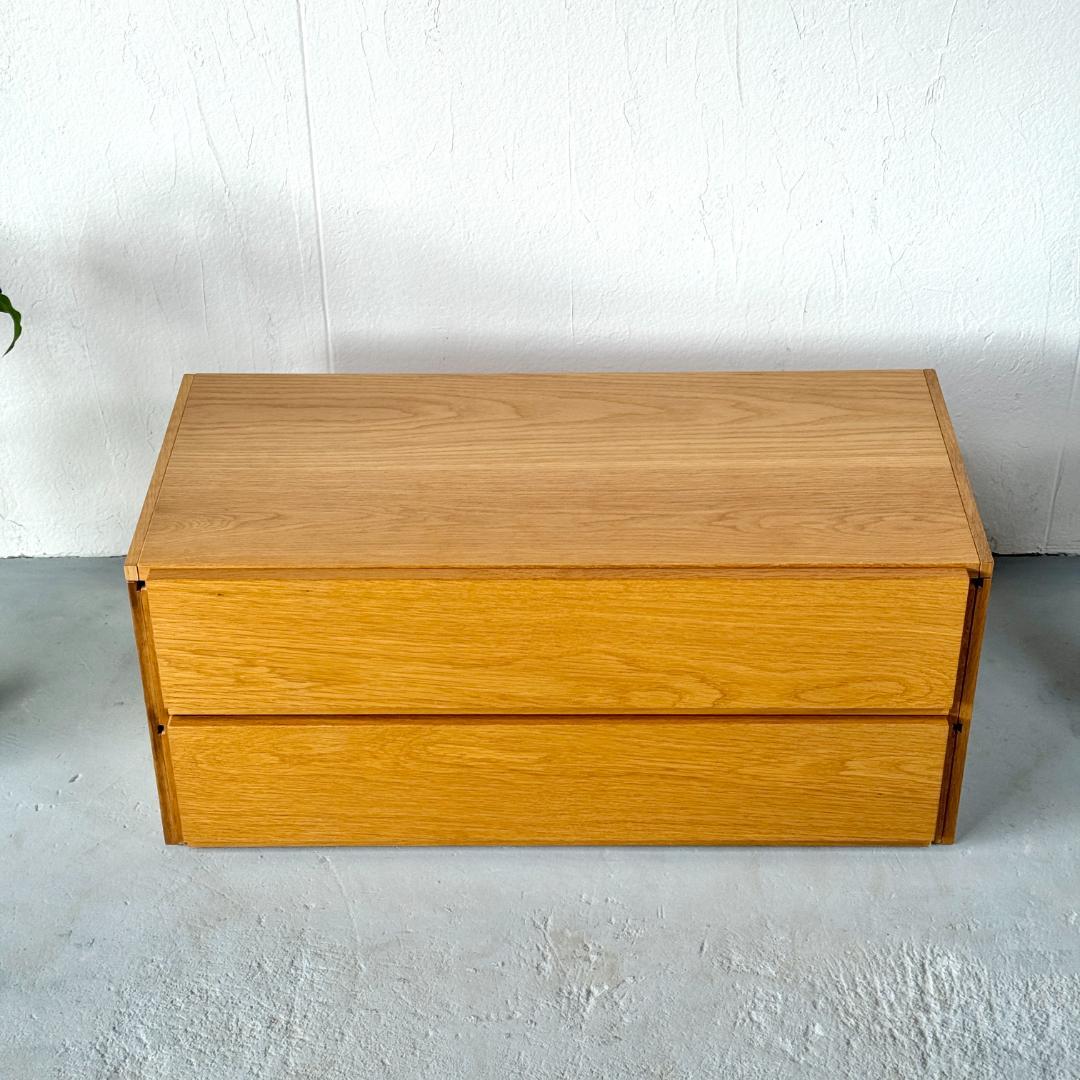 無印良品　ユニットシェルフ用　ボックス・引出し・2段・オーク材