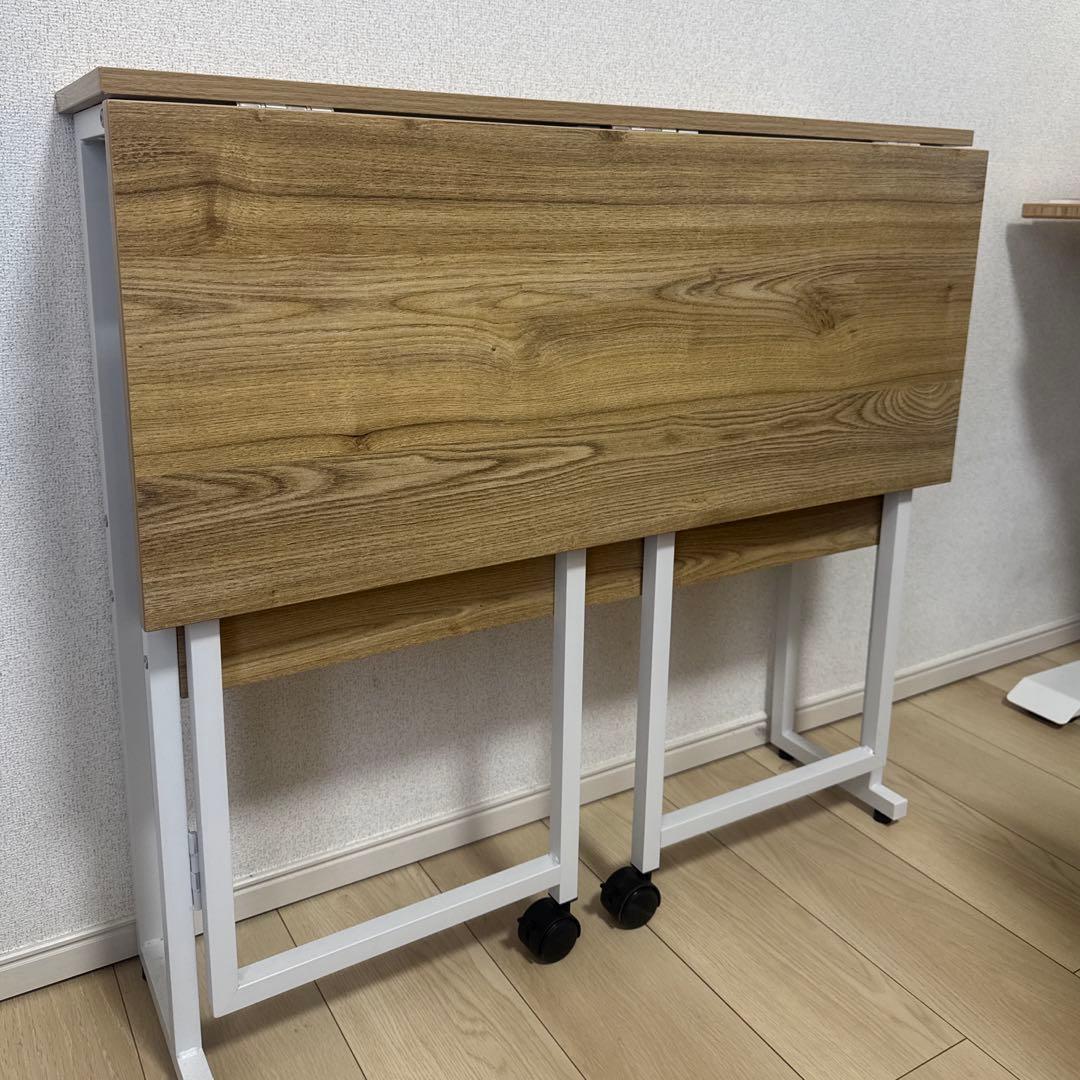 SYALEN 折りたたみ机 ナチュラルウォルナット白 SLDK-01NA80A