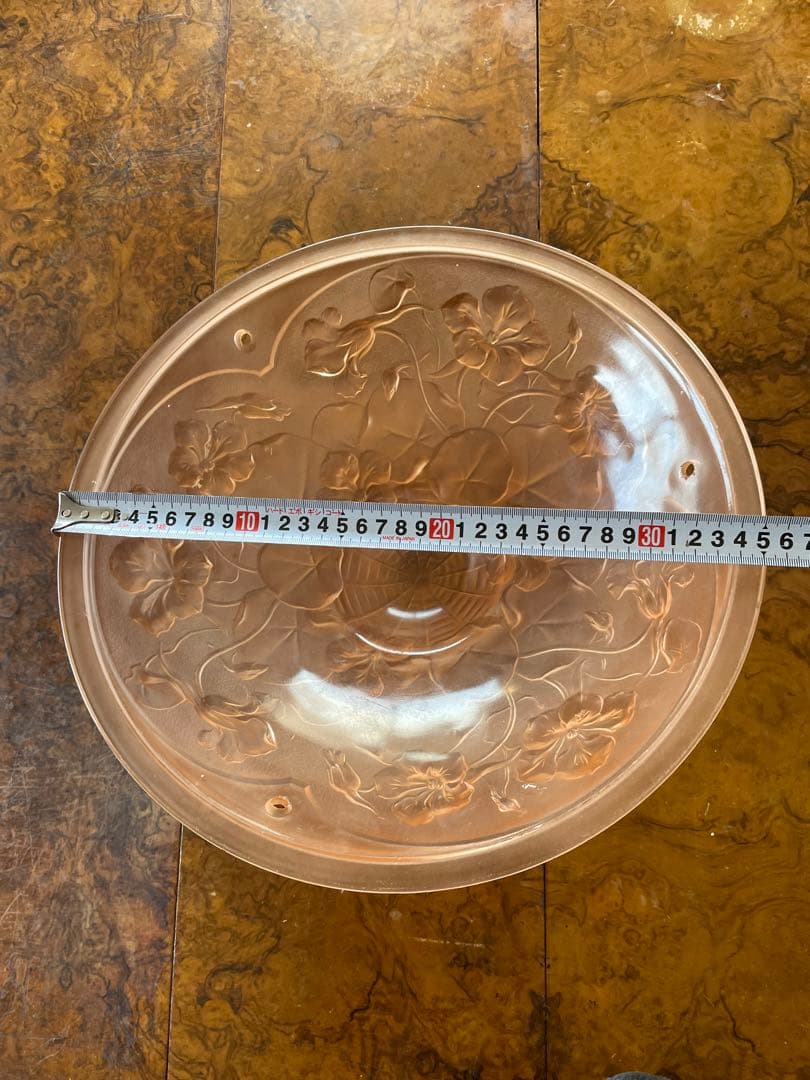 アールデコ　フロストガラス　吊り下げライトのガラス① ピンク