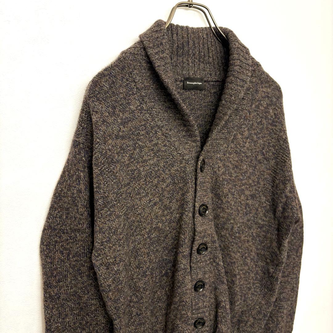 エルメネジルドゼニア　カーディガン　ショールカラー　ウール　ヤク　ブラウン　XS