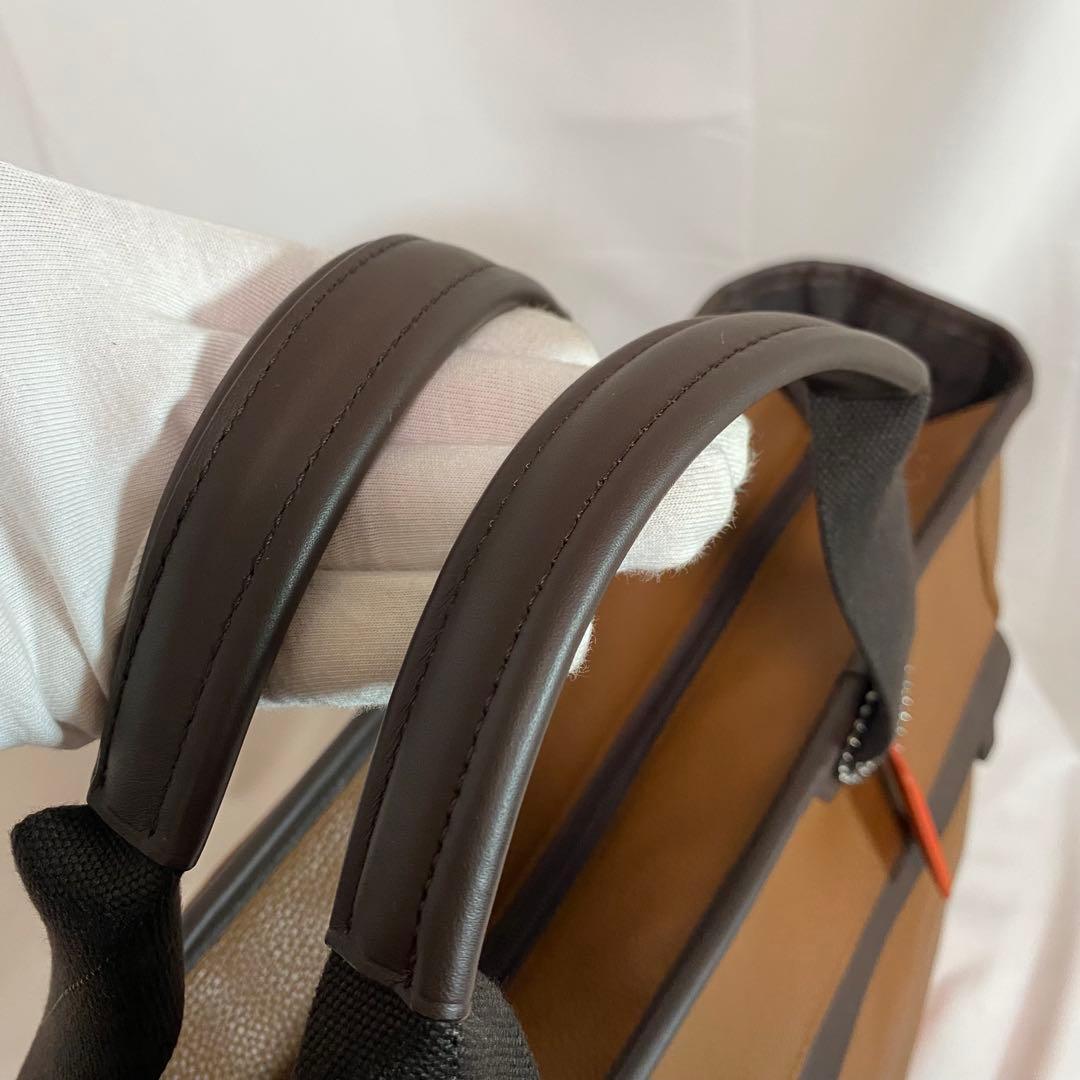 美品　COACH　2WAYトートバッグ　本革　オレンジ　ブラウン　タグ付未使用品