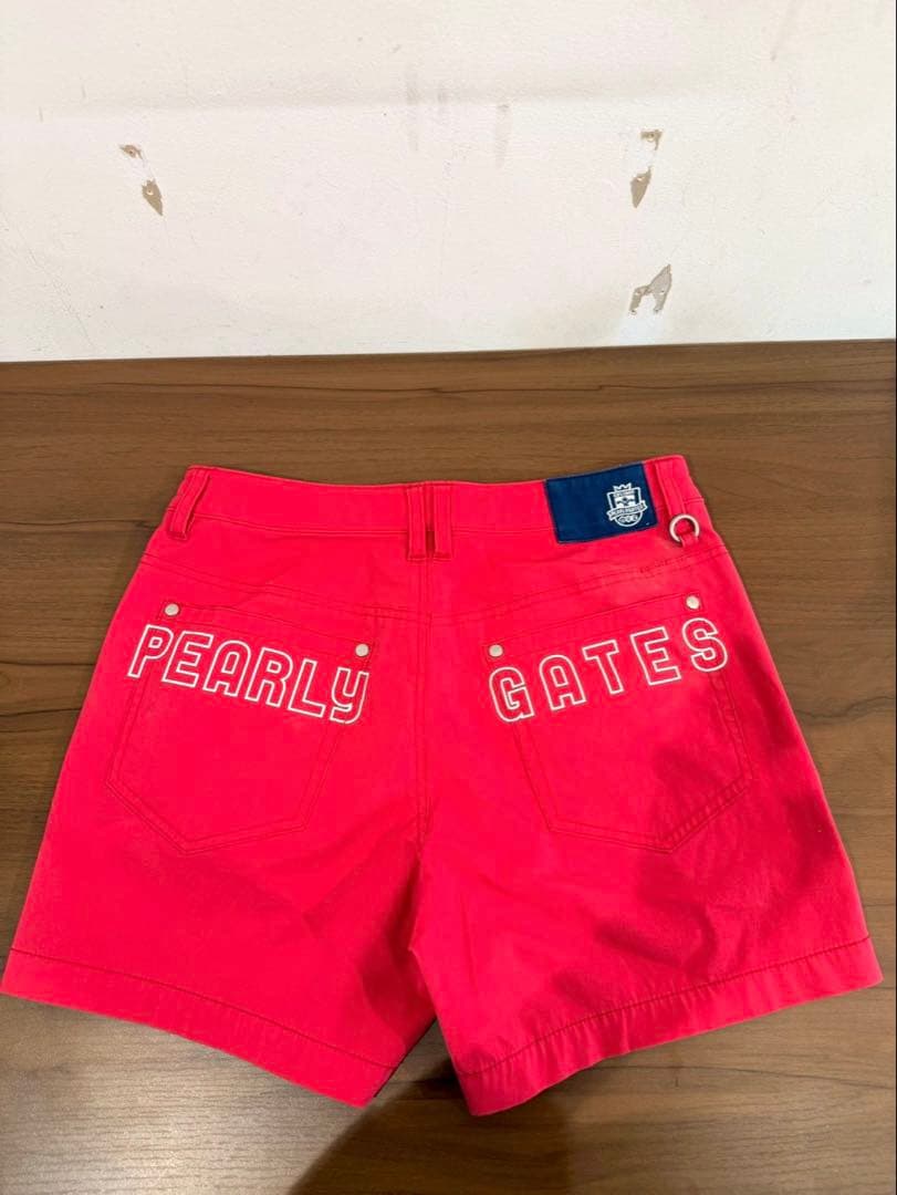 パーリーゲイツ ゴルフ ハーフパンツ 赤 サイズ1 刺繍