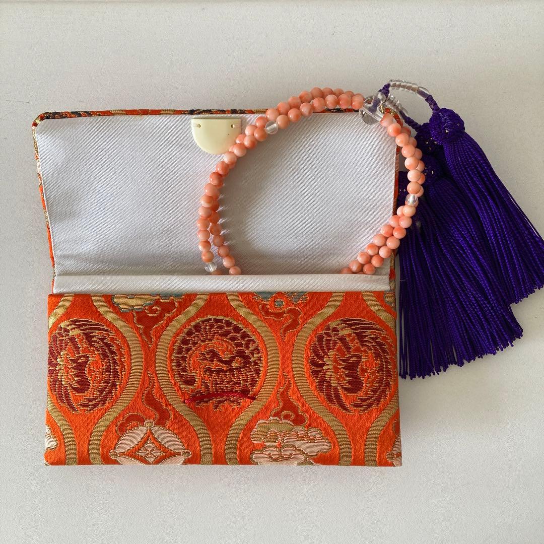 高級本珊瑚二連数珠とケースのセット