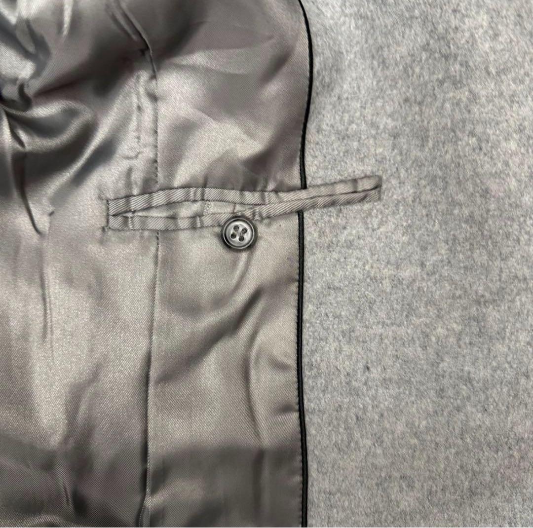 INDIVI カシミヤ混 ウールロングコート 46 ライトグレー 比翼3L 4L