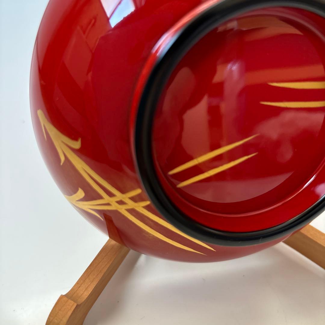 ✴︎昭和レトロ ・天然木加工 山中塗り 朱塗 光吉謹製 松葉 ・蓋付き10客✴︎