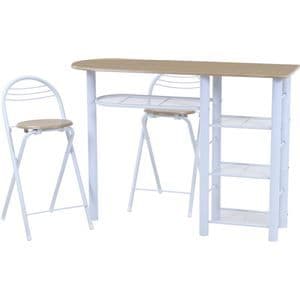 カウンターテーブル・チェア 3点セット(テーブル×1チェア×2)ホワイト 組立品