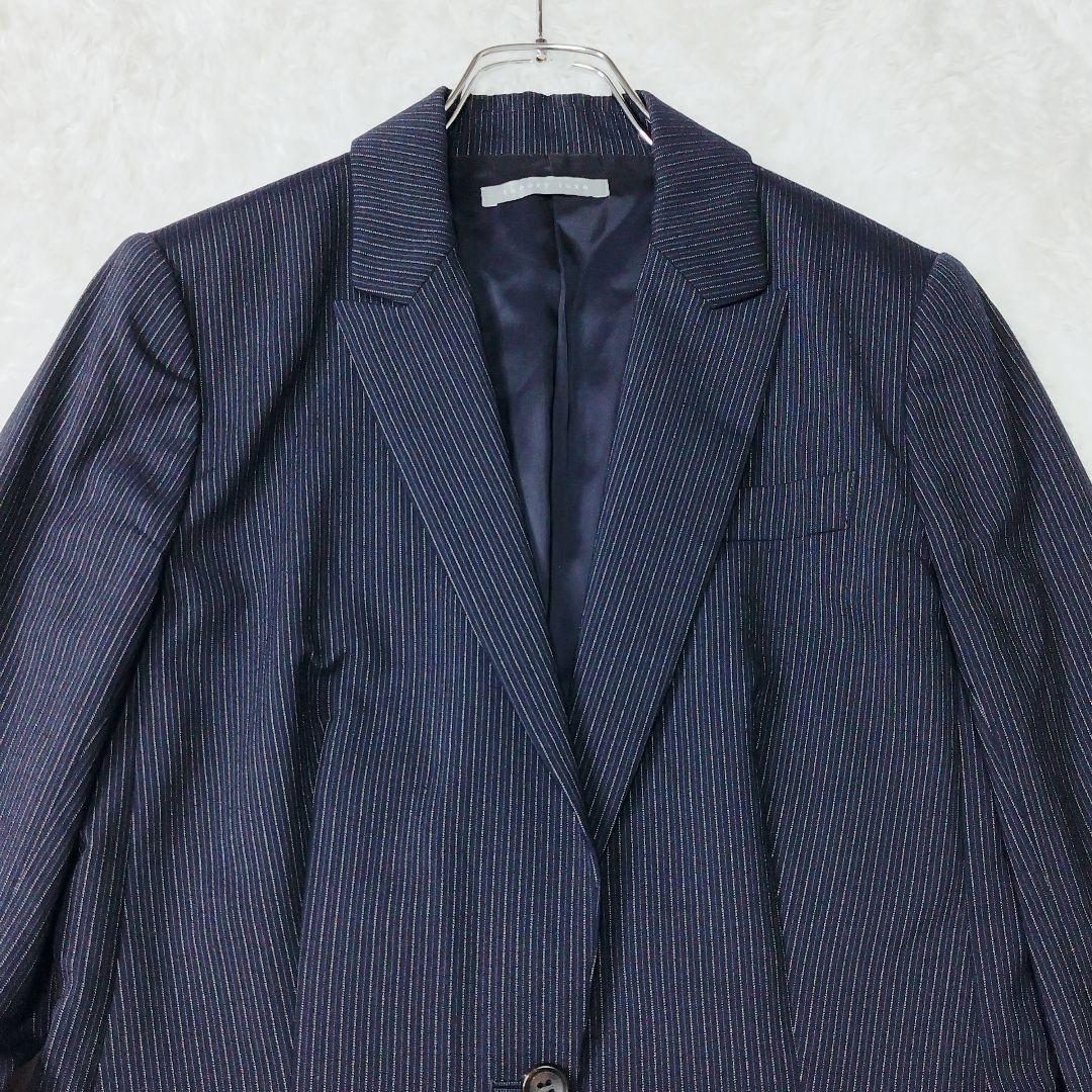 【極美品】セオリーリュクス パンツ スーツ セットアップ ネイビー ストライプ