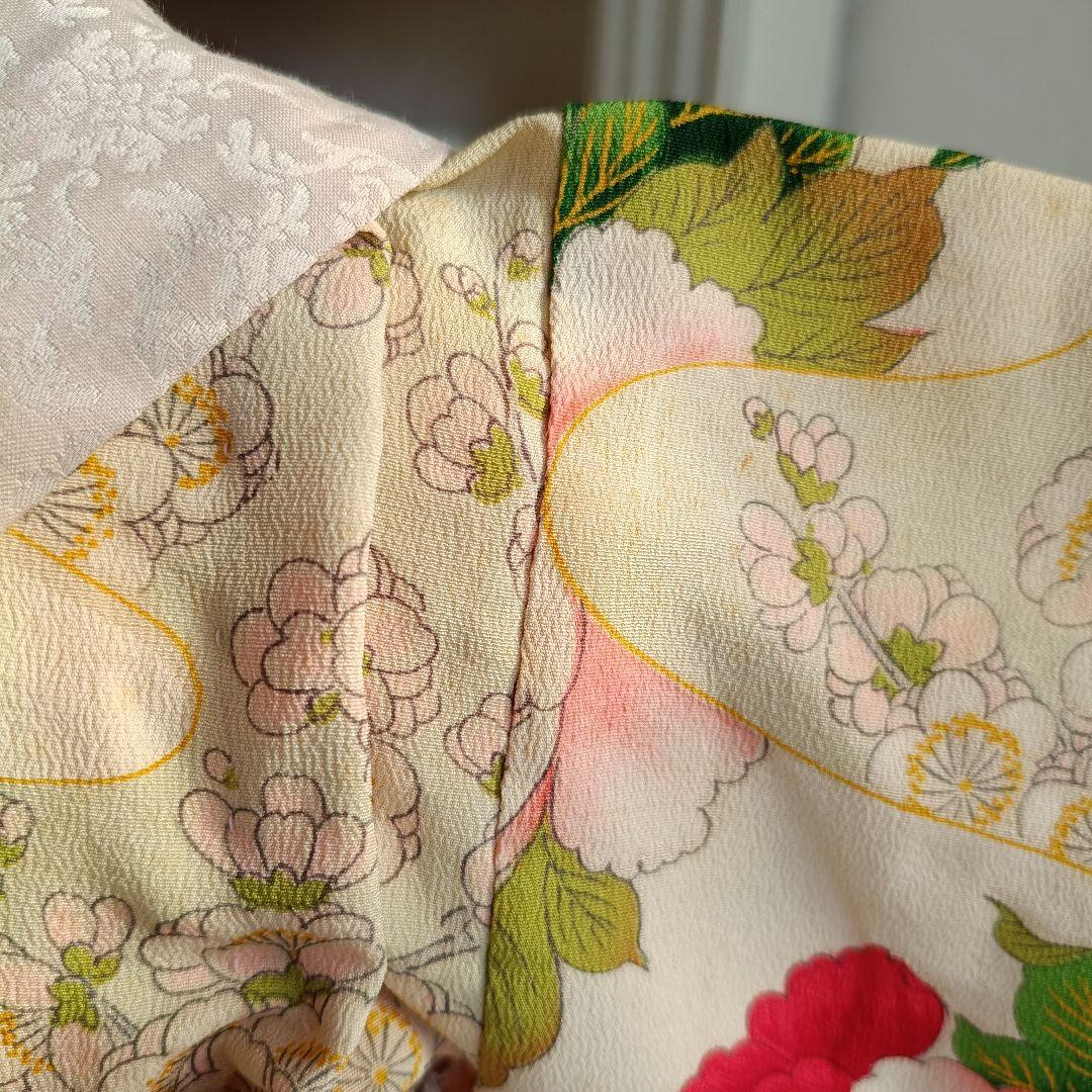 アンティーク大きな牡丹の花の着物単品