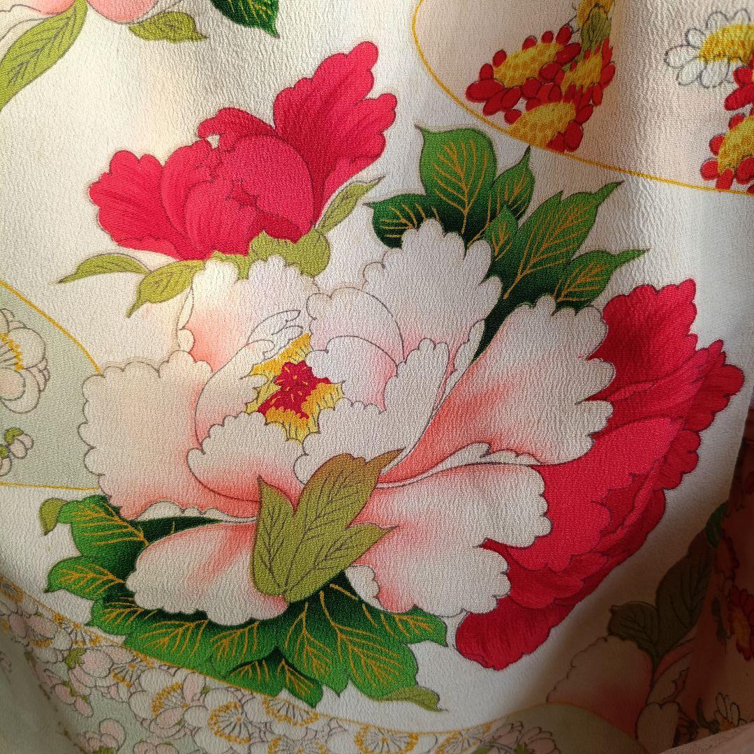 アンティーク大きな牡丹の花の着物単品