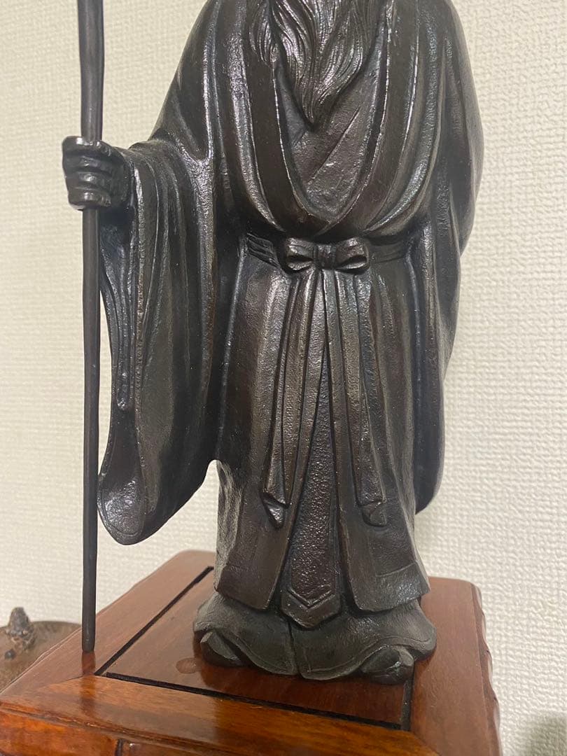銅製壽老人 置物 高村泰正在名 年代物  保管品