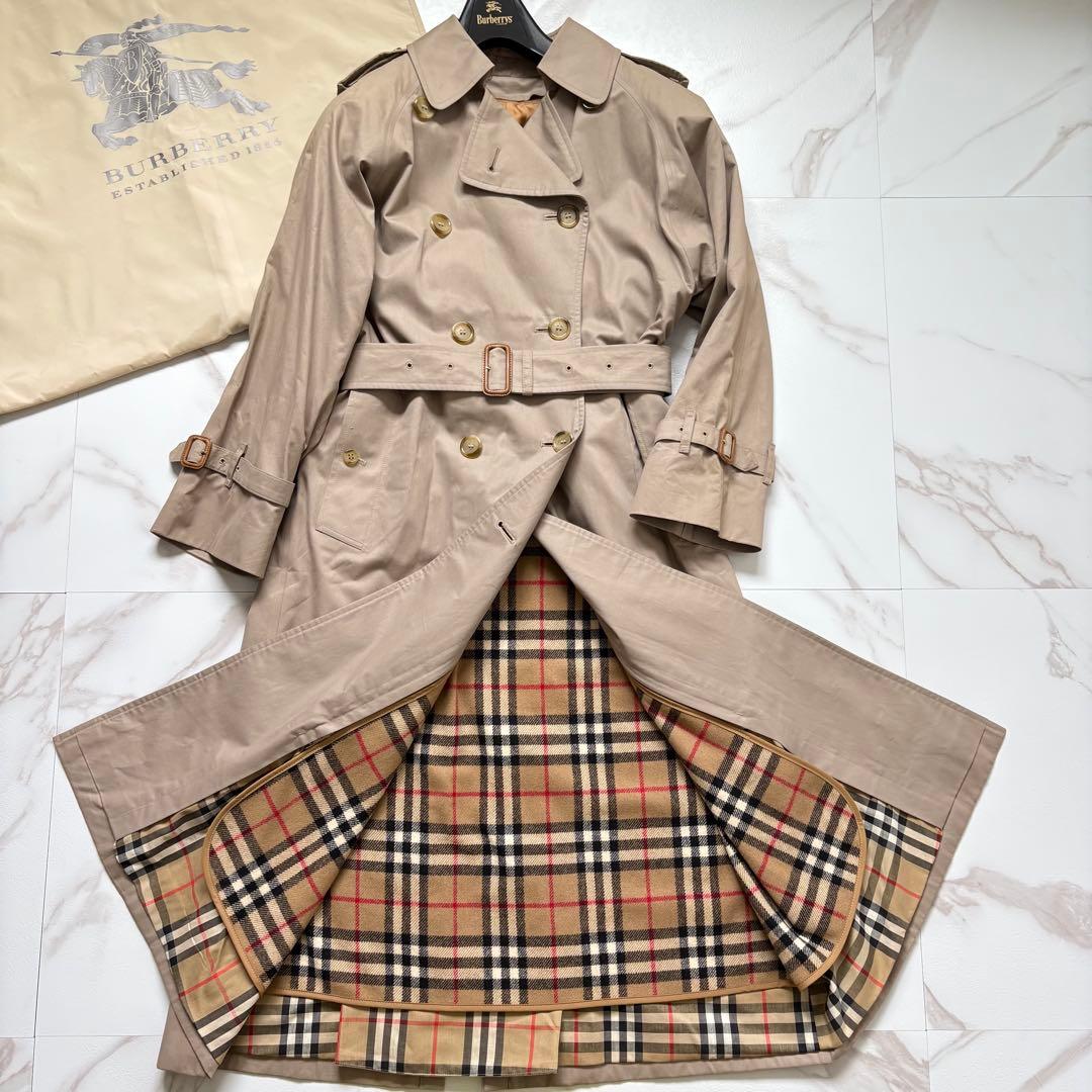 美品◆着丈112 バーバリー ライナー ベルト付 トレンチコート マキシ