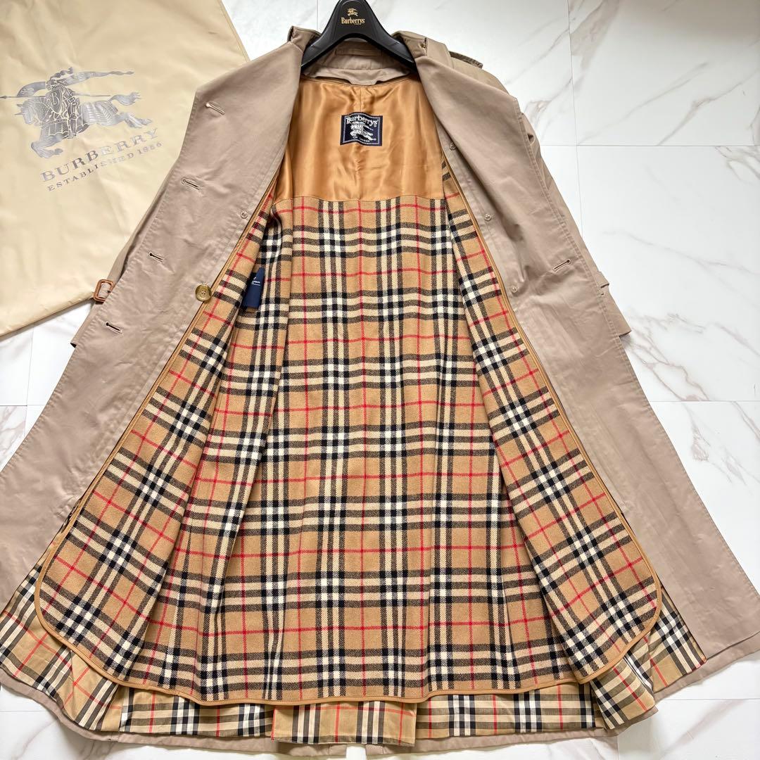 美品◆着丈112 バーバリー ライナー ベルト付 トレンチコート マキシ