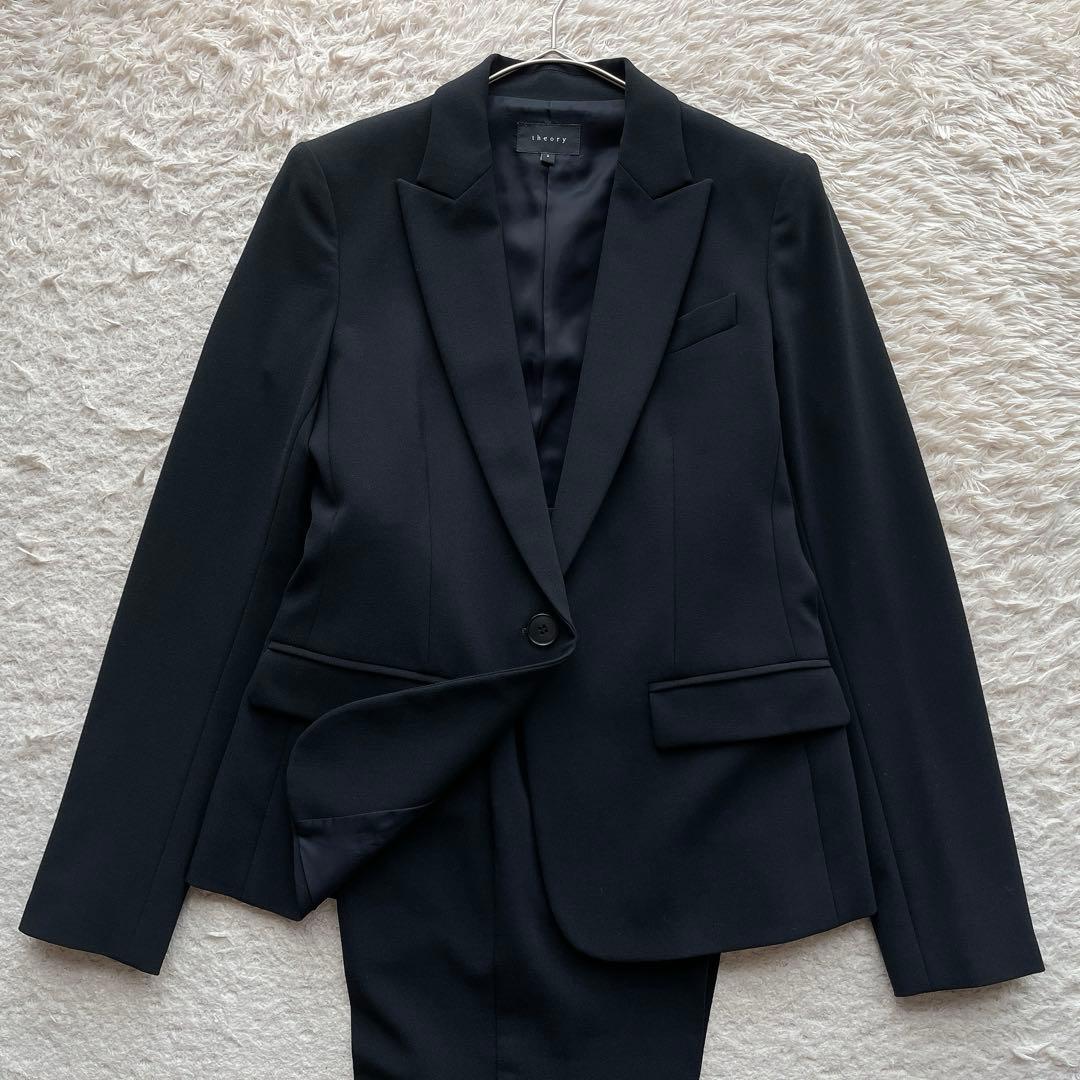 セオリー パンツスーツ セットアップ ブラック ビジネス リクルート 上M 下L