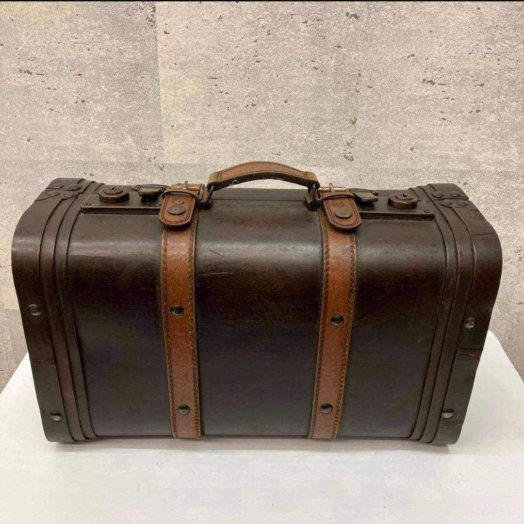 アンティーク 木製 ウッドトランク 木製スーツケース ダークブラウン