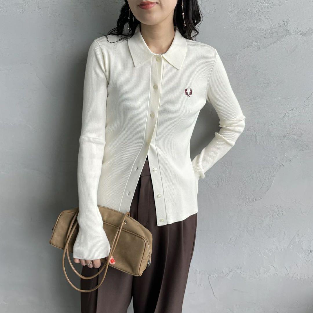 新品タグ付FRED PERRY 別注 ワンポイントロゴ刺繍 リブニットポロシャツ