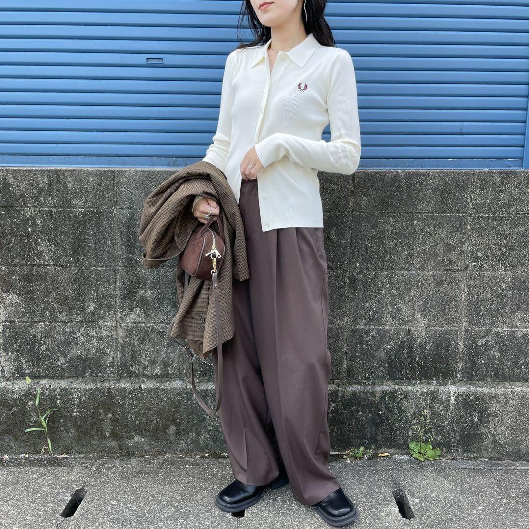 新品タグ付FRED PERRY 別注 ワンポイントロゴ刺繍 リブニットポロシャツ