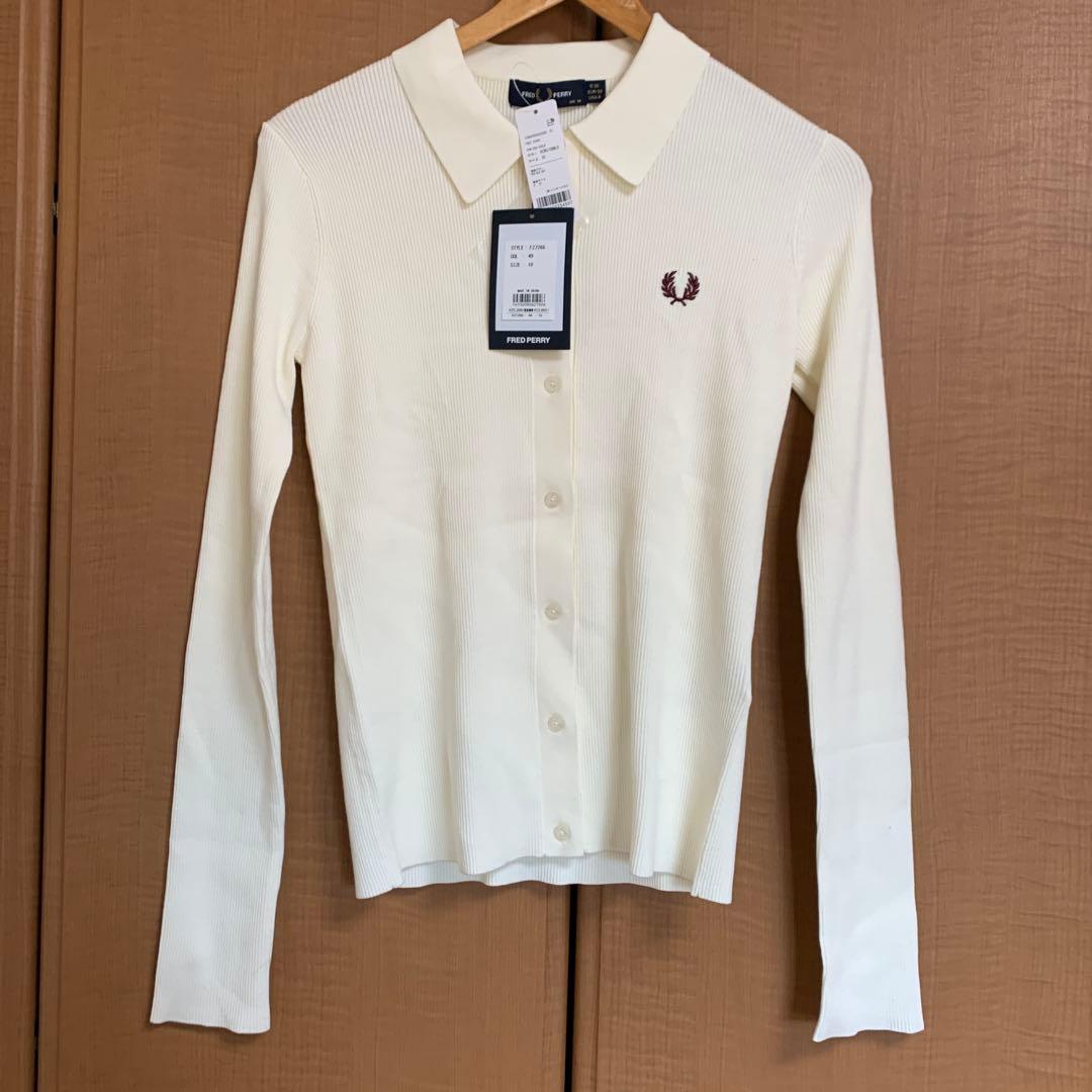 新品タグ付FRED PERRY 別注 ワンポイントロゴ刺繍 リブニットポロシャツ