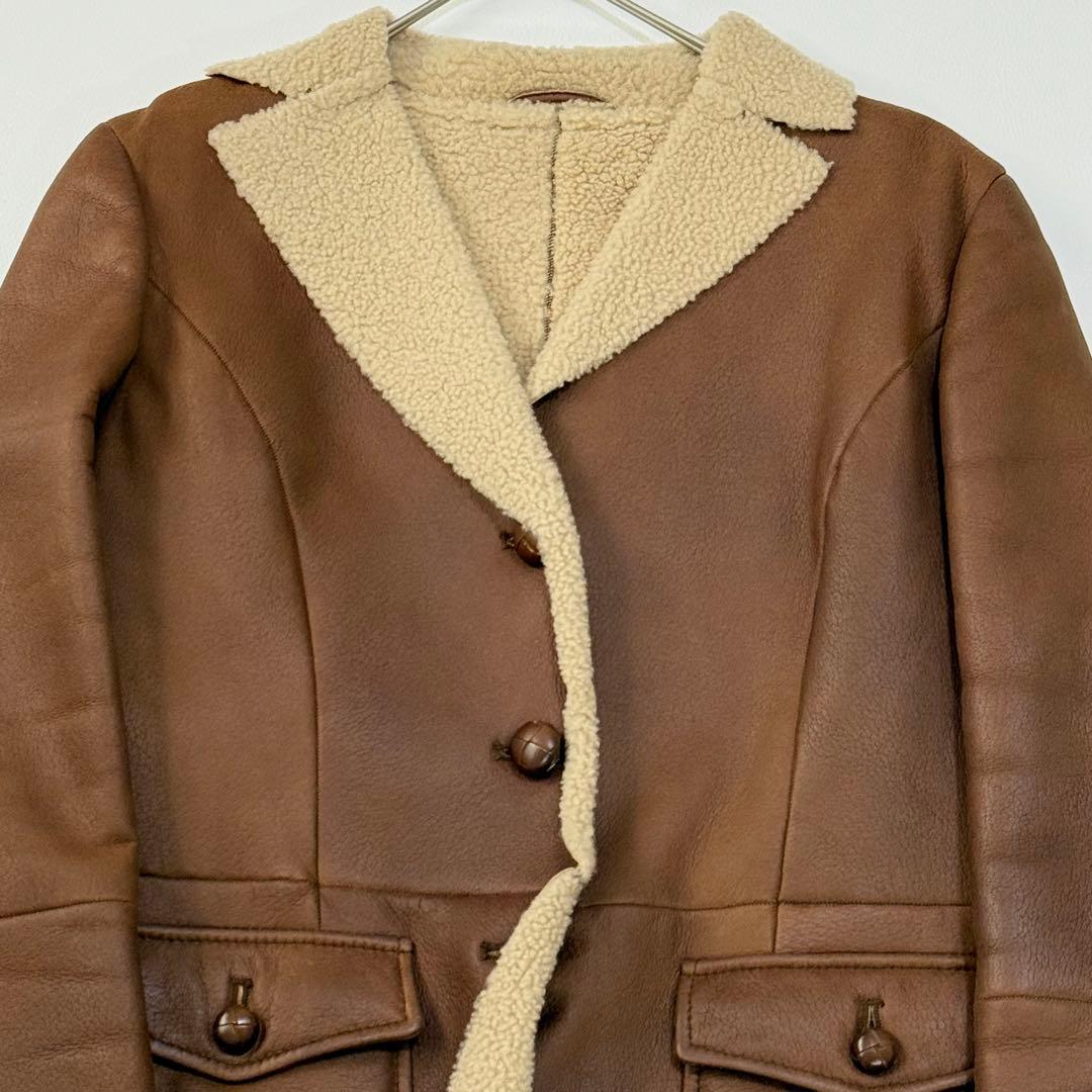 高級感 MaxMara マックスマーラ レザー ボア ジャケット 本革 【40】