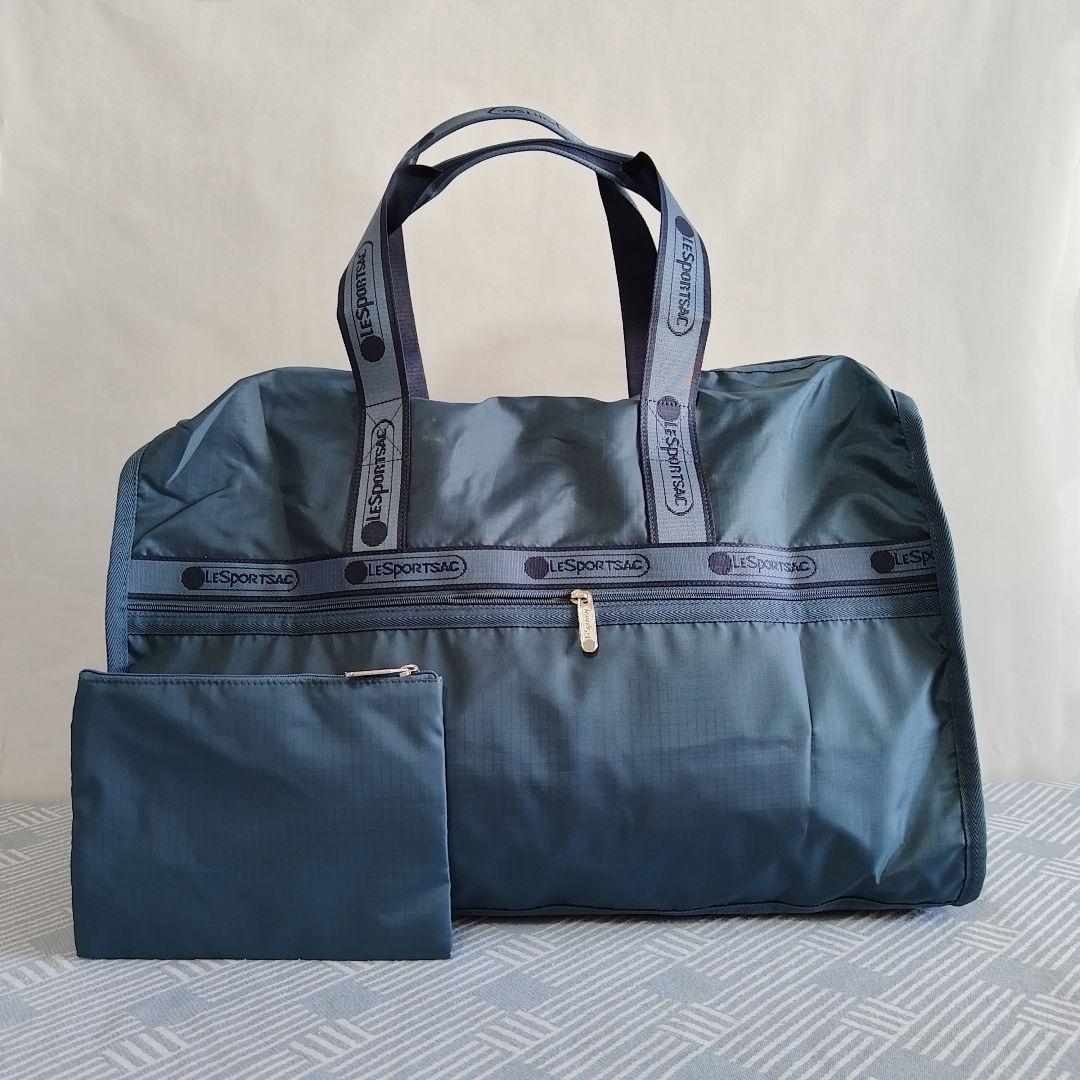 新品 レスポートサック ダークグリーン 無地 ボストンバッグ ポーチ付き